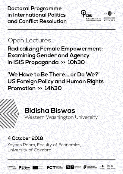 Radicalizing Female Empowerment: Examining Gender and Agency in ISIS Propoaganda / 'We Have to Be There... or Do We?' US Foreign Policy and Human Rights Promotion<span id="edit_26521"><script>$(function() { $('#edit_26521').load( "/myces/user/editobj.php?tipo=evento&id=26521" ); });</script></span>
