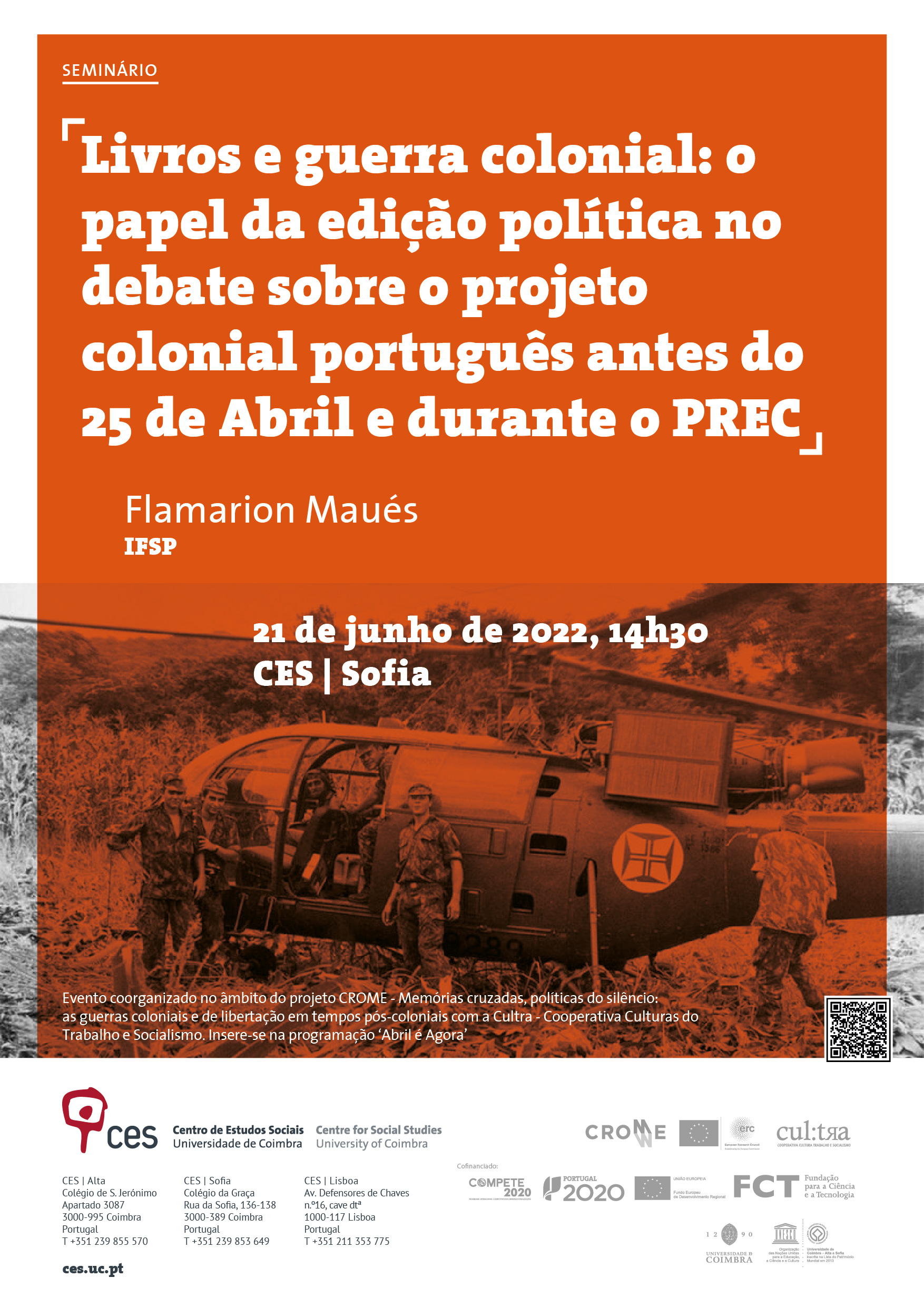 Books and the colonial war: the role of political publishing in the debate on the Portuguese colonial project before April 25th and during the PREC (<em>Ongoing Revolutionary Process</em>)<span id="edit_37992"><script>$(function() { $('#edit_37992').load( "/myces/user/editobj.php?tipo=evento&id=37992" ); });</script></span>
