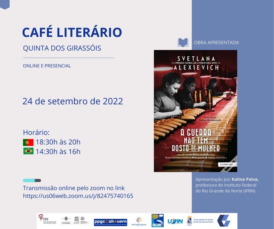 Presentation of <em>A guerra não tem rosto de mulher</em> by Svetlana Alexievich<span id="edit_40221"><script>$(function() { $('#edit_40221').load( "/myces/user/editobj.php?tipo=evento&id=40221" ); });</script></span>