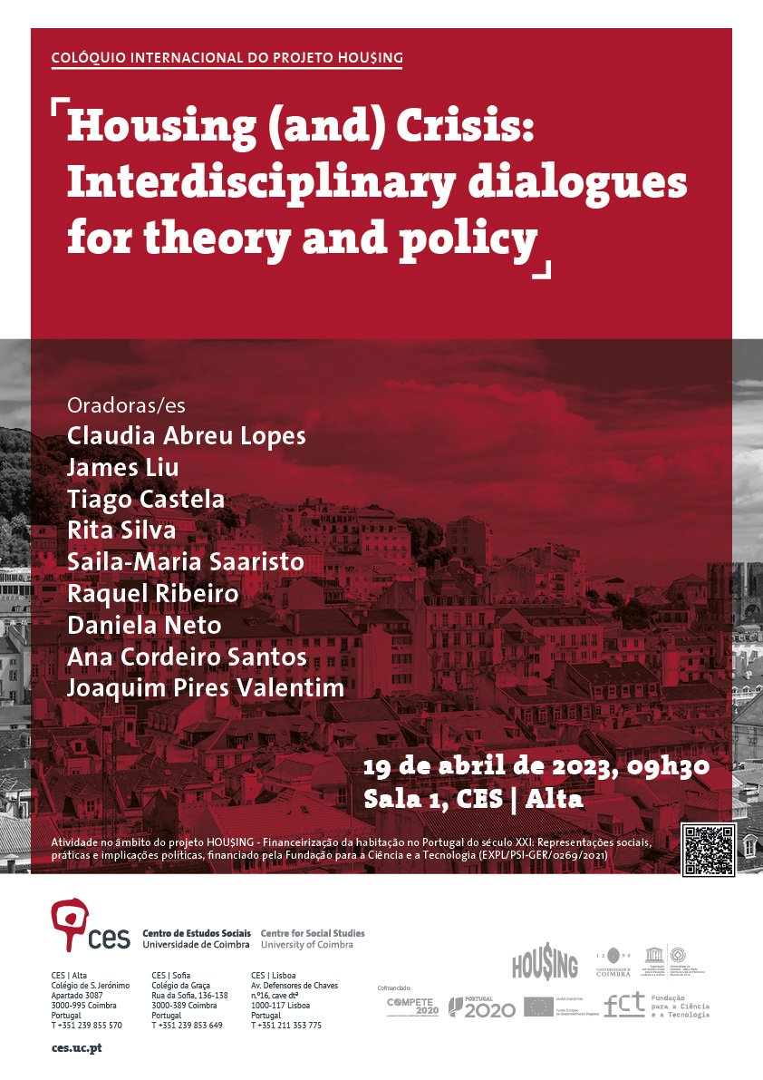 Housing (and) Crisis: Interdisciplinary dialogues for theory and policy<span id="edit_42635"><script>$(function() { $('#edit_42635').load( "/myces/user/editobj.php?tipo=evento&id=42635" ); });</script></span>