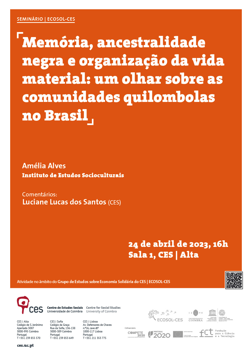 Memória, ancestralidade negra e organização da vida material: um olhar sobre as comunidades quilombolas no Brasil<span id="edit_43053"><script>$(function() { $('#edit_43053').load( "/myces/user/editobj.php?tipo=evento&id=43053" ); });</script></span>