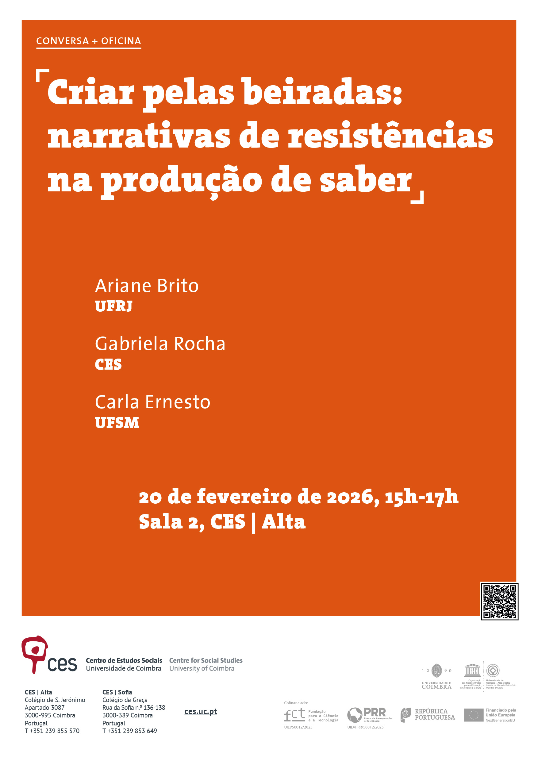 Creating from the margins: narratives of resistances in the production of knowledge<span id="edit_49101"><script>$(function() { $('#edit_49101').load( "/myces/user/editobj.php?tipo=evento&id=49101" ); });</script></span>