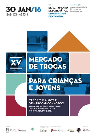 XV Mercado de Trocas para Crian&ccedil;as e Jovens em Coimbra<span id="edit_13384"><script>$(function() { $('#edit_13384').load( "/myces/user/editobj.php?tipo=evento&id=13384" ); });</script></span>