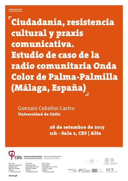 Citizenship, cultural resistance and communicative praxis. Case study of the community radio Onda Color of Palma-Palmilla (Málaga, Spain)<span id="edit_18072"><script>$(function() { $('#edit_18072').load( "/myces/user/editobj.php?tipo=evento&id=18072" ); });</script></span>