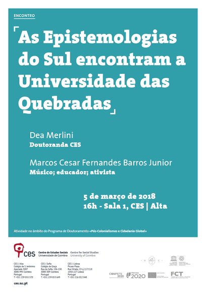As Epistemologias do Sul encontram a Universidade das Quebradas<span id="edit_18647"><script>$(function() { $('#edit_18647').load( "/myces/user/editobj.php?tipo=evento&id=18647" ); });</script></span>