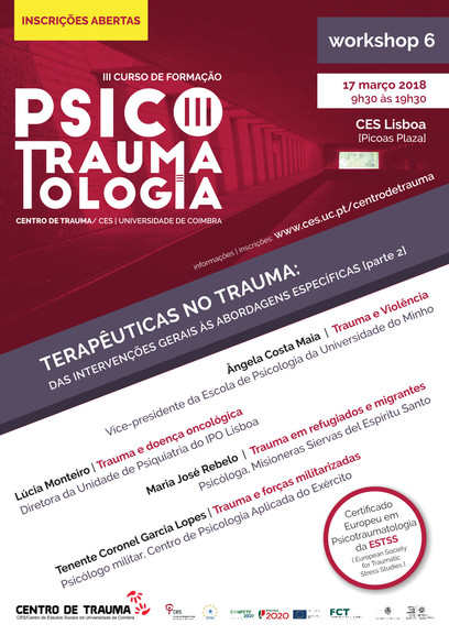 Terapêuticas no trauma: das intervenções gerais às abordagens específicas (Parte 2) <span id="edit_19370"><script>$(function() { $('#edit_19370').load( "/myces/user/editobj.php?tipo=evento&id=19370" ); });</script></span>