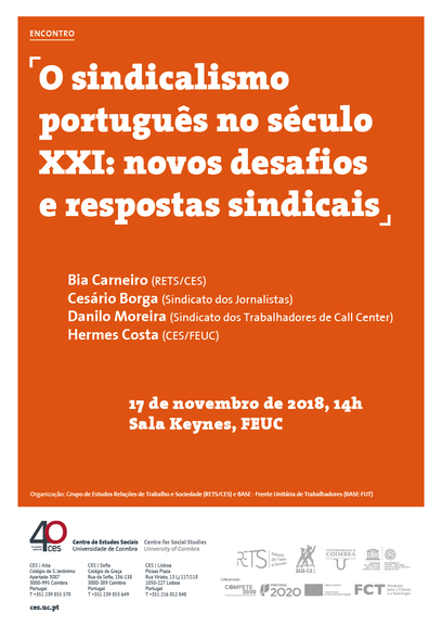 O sindicalismo português no século XXI: novos desafios e respostas sindicais<span id="edit_21002"><script>$(function() { $('#edit_21002').load( "/myces/user/editobj.php?tipo=evento&id=21002" ); });</script></span>