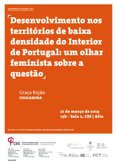 Desenvolvimento nos territórios de baixa densidade do Interior de Portugal: um olhar feminista sobre a questão <br />

	<br />
	Development in low-density territories of the Interior of Portugal: a feminist perspective<span id="edit_23582"><script>$(function() { $('#edit_23582').load( "/myces/user/editobj.php?tipo=evento&id=23582" ); });</script></span>