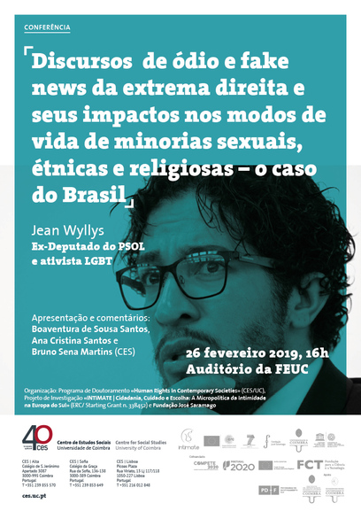 Discursos  de ódio e <em>fake news</em> da extrema direita e seus impactos nos modos de vida de minorias sexuais, étnicas e religiosas – o caso do Brasil<span id="edit_23800"><script>$(function() { $('#edit_23800').load( "/myces/user/editobj.php?tipo=evento&id=23800" ); });</script></span>