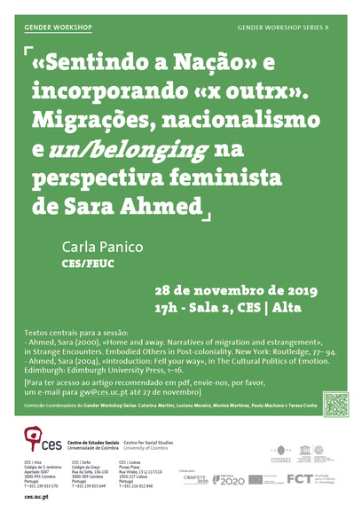 «Sentindo a Nação» e incorporando «x outrx». Migrações, nacionalismo e <em>un/belonging</em> na perspectiva feminista de Sara Ahmed<span id="edit_27032"><script>$(function() { $('#edit_27032').load( "/myces/user/editobj.php?tipo=evento&id=27032" ); });</script></span>