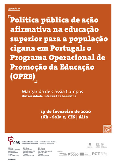 Public policy of affirmative action in higher education for the Roma population in Portugal: the Operational Programme for the Promotion of Education (OPRE)<span id="edit_28007"><script>$(function() { $('#edit_28007').load( "/myces/user/editobj.php?tipo=evento&id=28007" ); });</script></span>