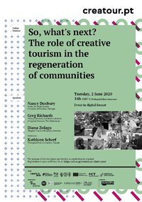 So, what's next? The role of creative tourism in the regeneration of communities<span id="edit_29607"><script>$(function() { $('#edit_29607').load( "/myces/user/editobj.php?tipo=evento&id=29607" ); });</script></span>